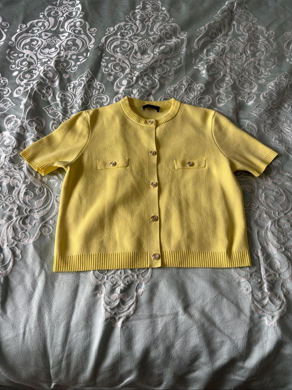 Zara Buttercup Yellow Short-Sleeve Knit Cardigan